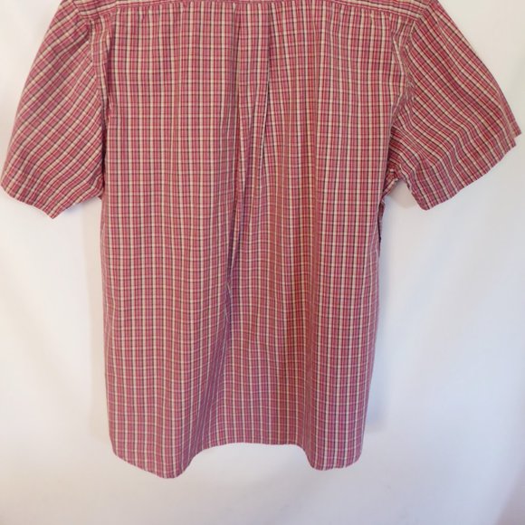 SONOMA BRAND RED BROWN WHITE PLAID BUTTON DOWN SHIRT (PRE-OWNED) LARGE - Picture 2 of 7